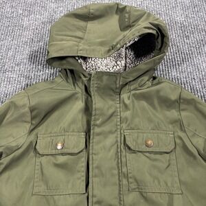 Abercrombie Kids Hooded Jacket Kids Size 11/12 Olive Green Sherpa Lined 232J1067